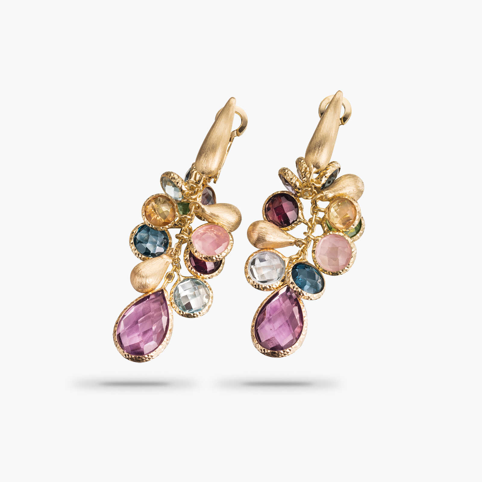 עגיל זהב משובץ