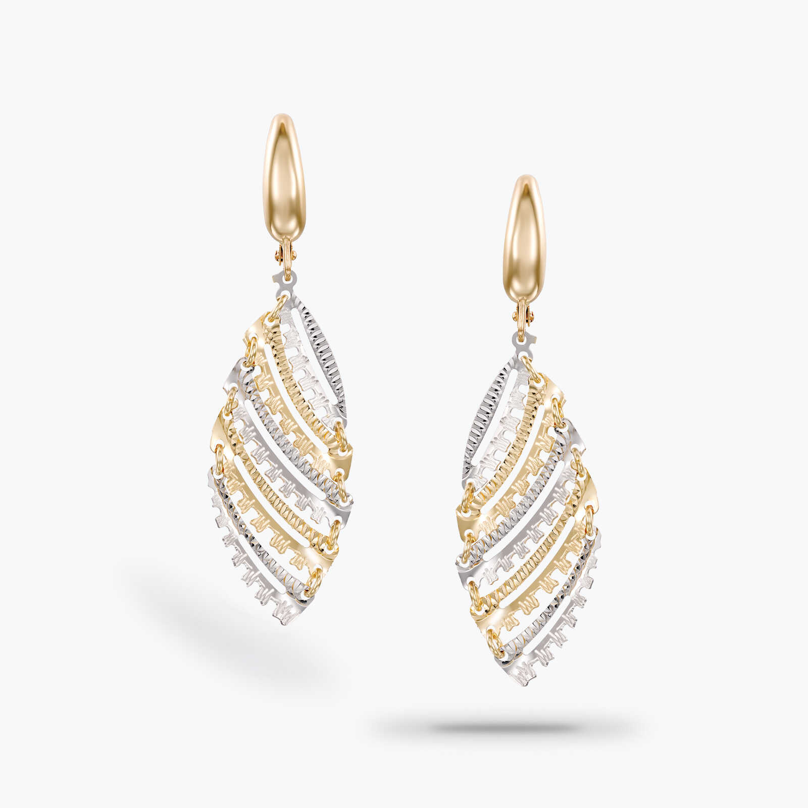 עגילי זהב צהוב ולבן