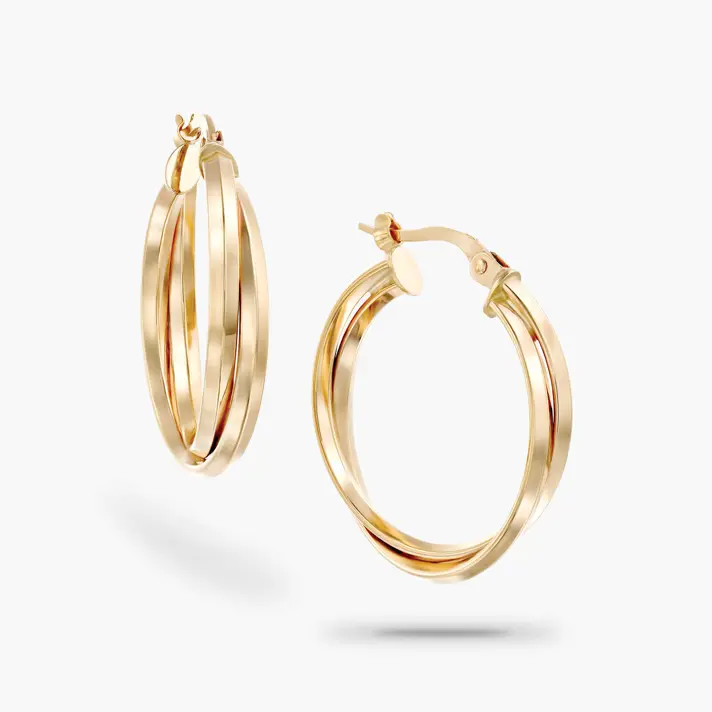 עגילי זהב חישוק כפול