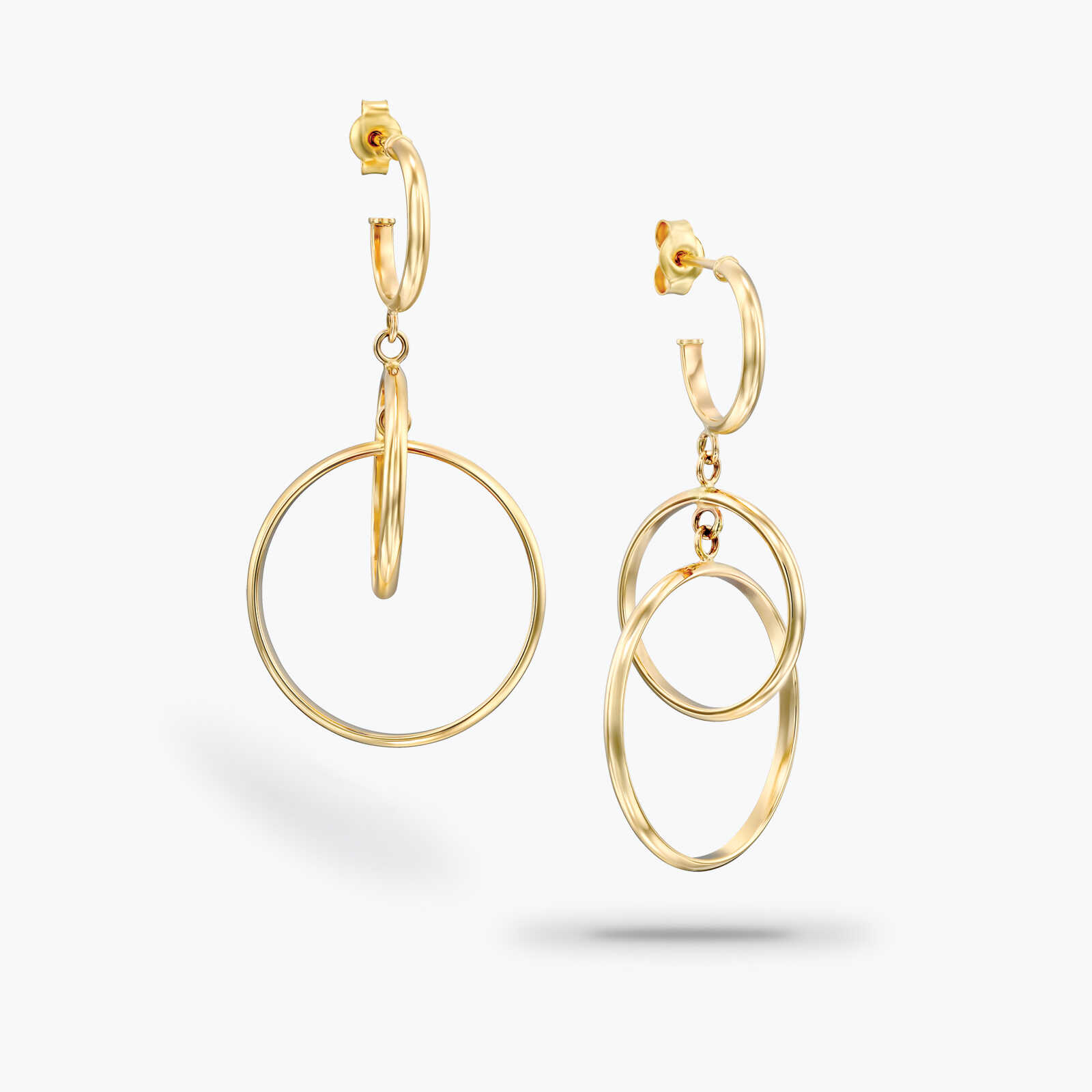 עגילים 3 חישוקים מחוברים 4.5 ס"מ אורך