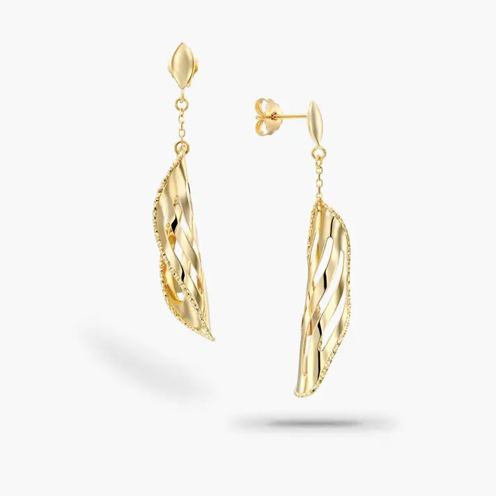 עגילי זהב 4.5 ס"מ אורך