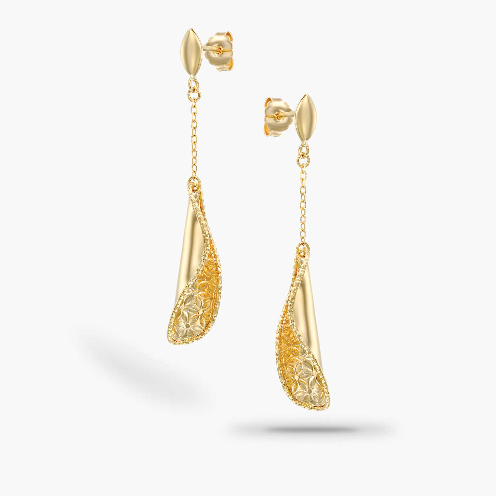 עגילי זהב עלה מקופל