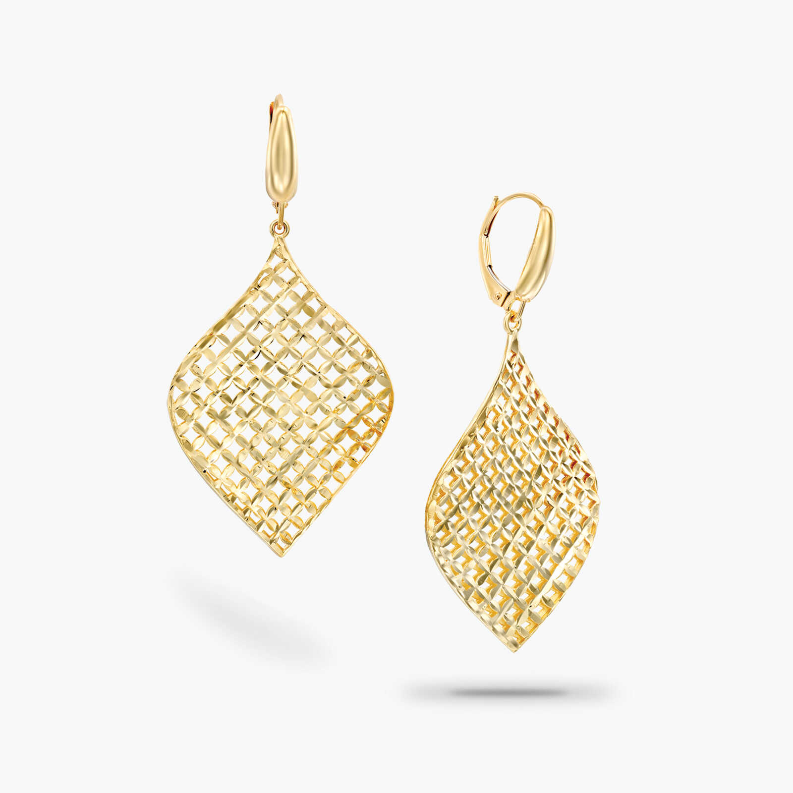 עגילי זהב בצורת מעוין