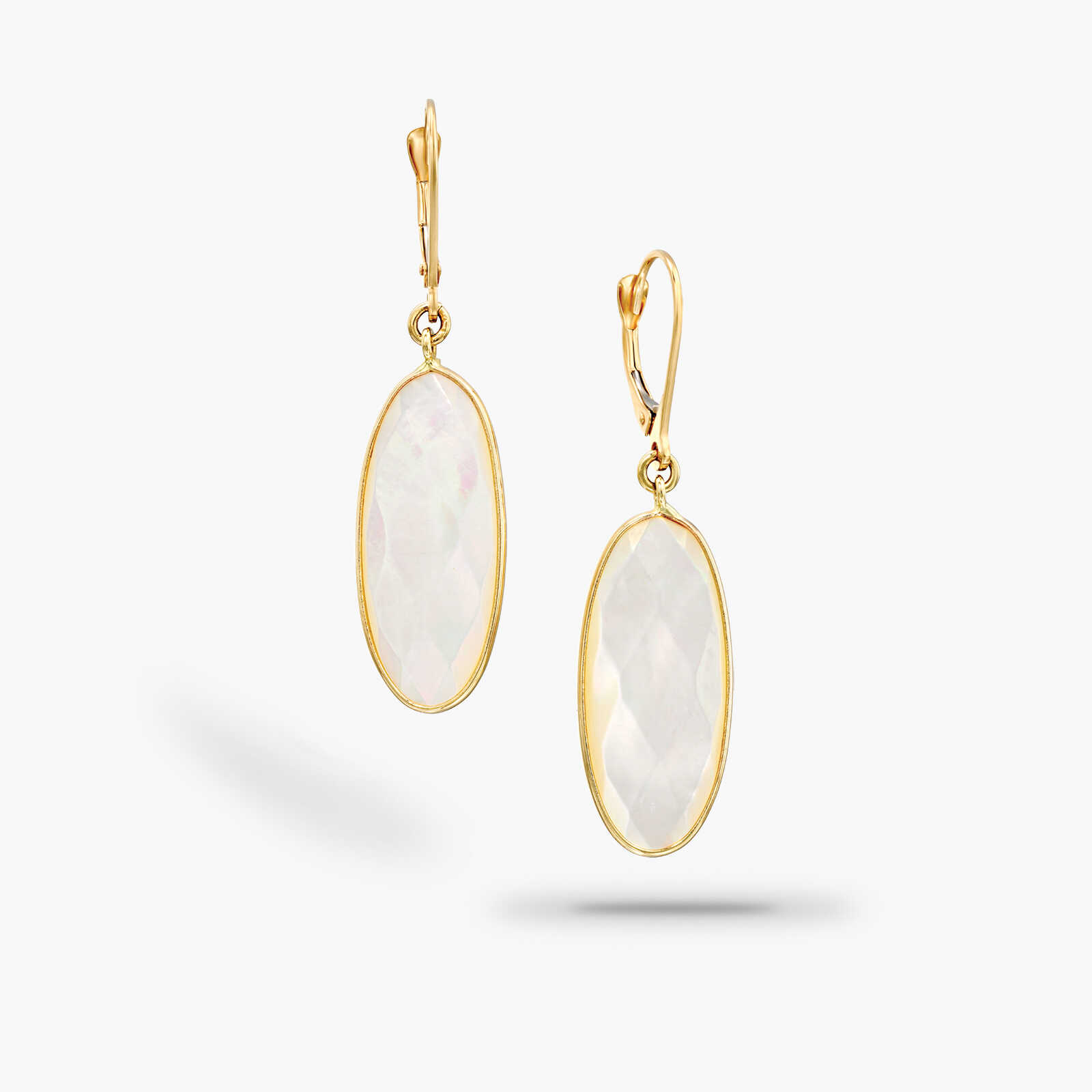 עגילים זהב משובצים אם הפנינה באורך 4.2 ס"מ