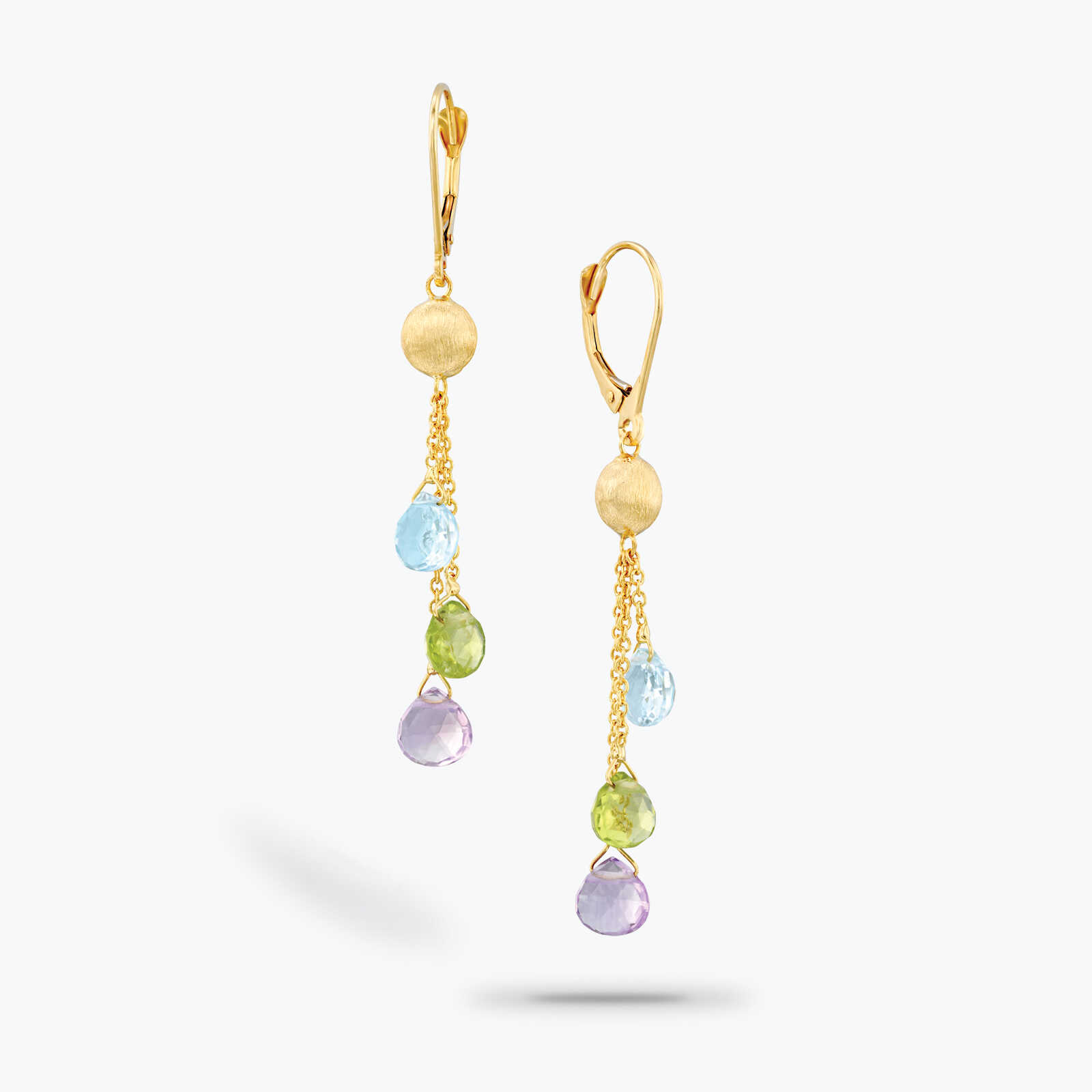 עגילי זהב משובצים אבני חן