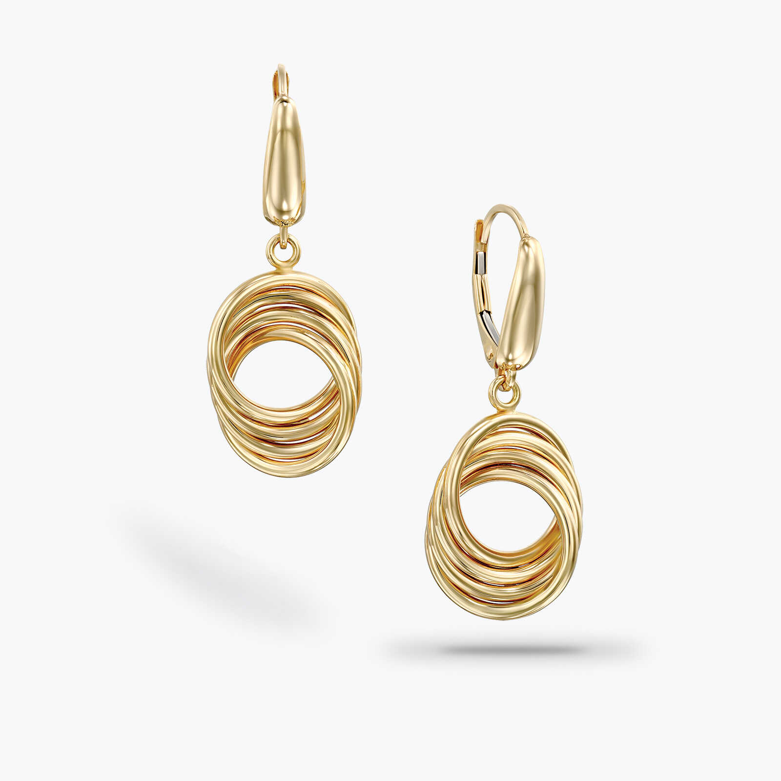 עגילי זהב 4 טבעות משולבות