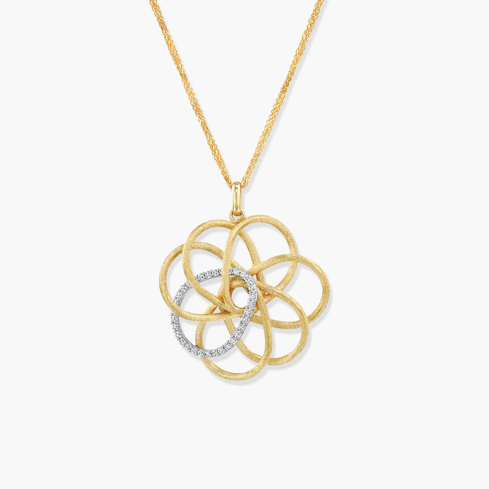 תליון זהב פרח בשיבוץ זירקונים