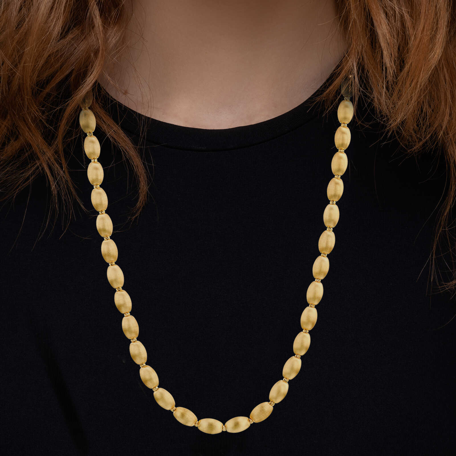 שרשרת כדורי זהב אובילים בגימור מט