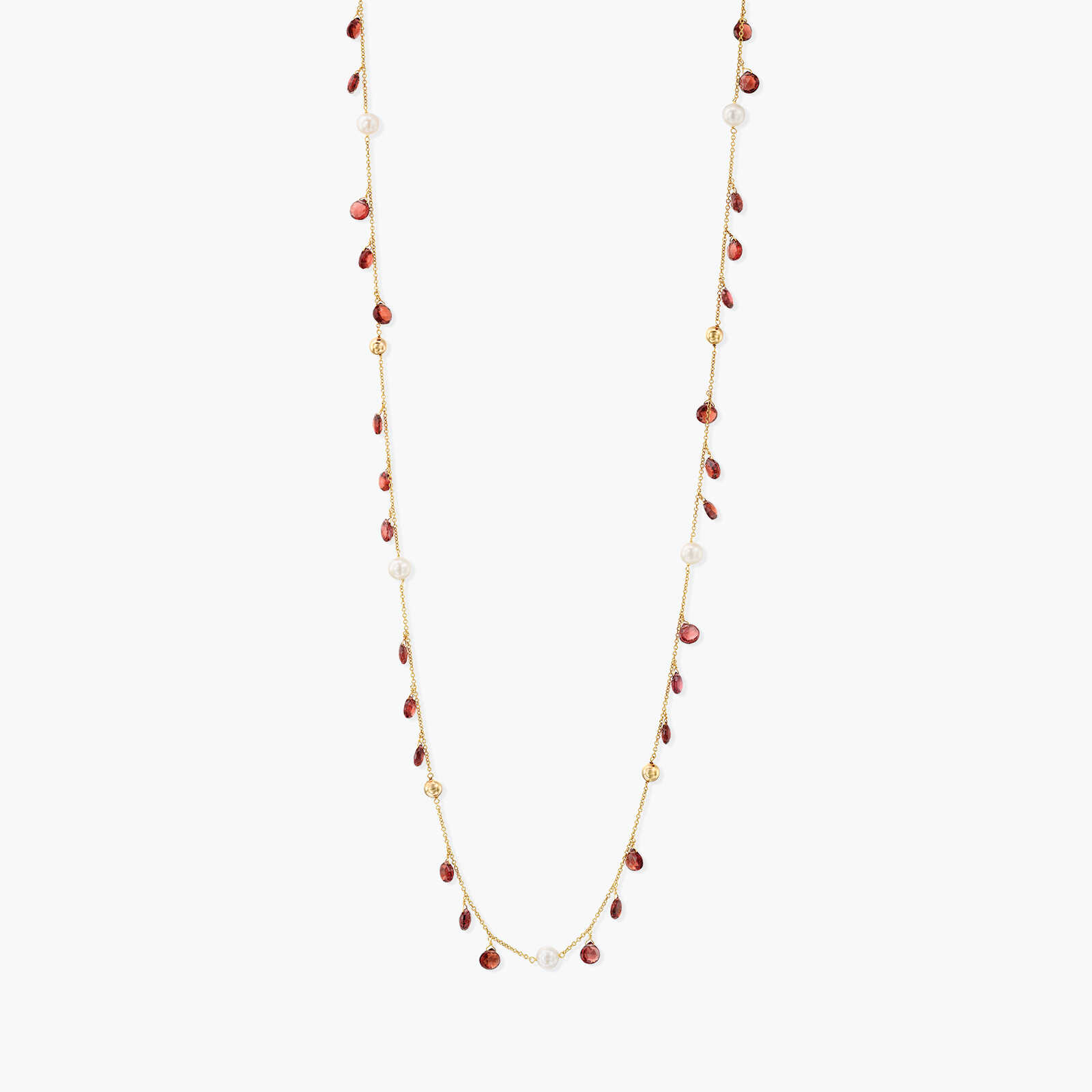 שרשרת עם גרנט ופנינים