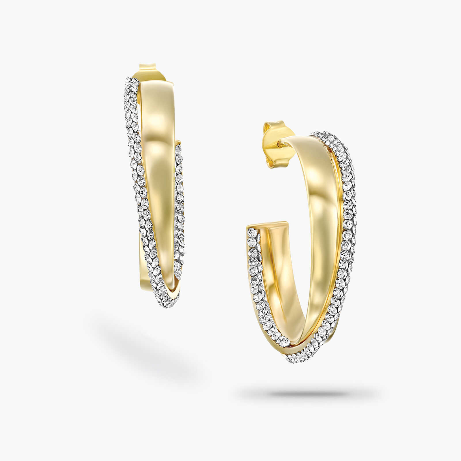 עגילי חישוק משובצים