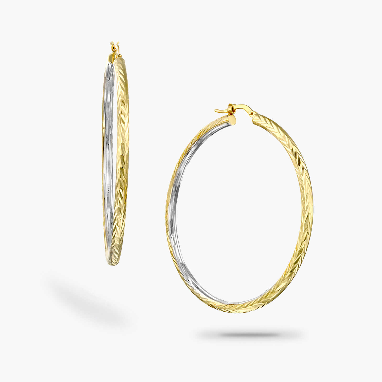 עגילי זהב חישוק בקוטר  2.5 ס"מ