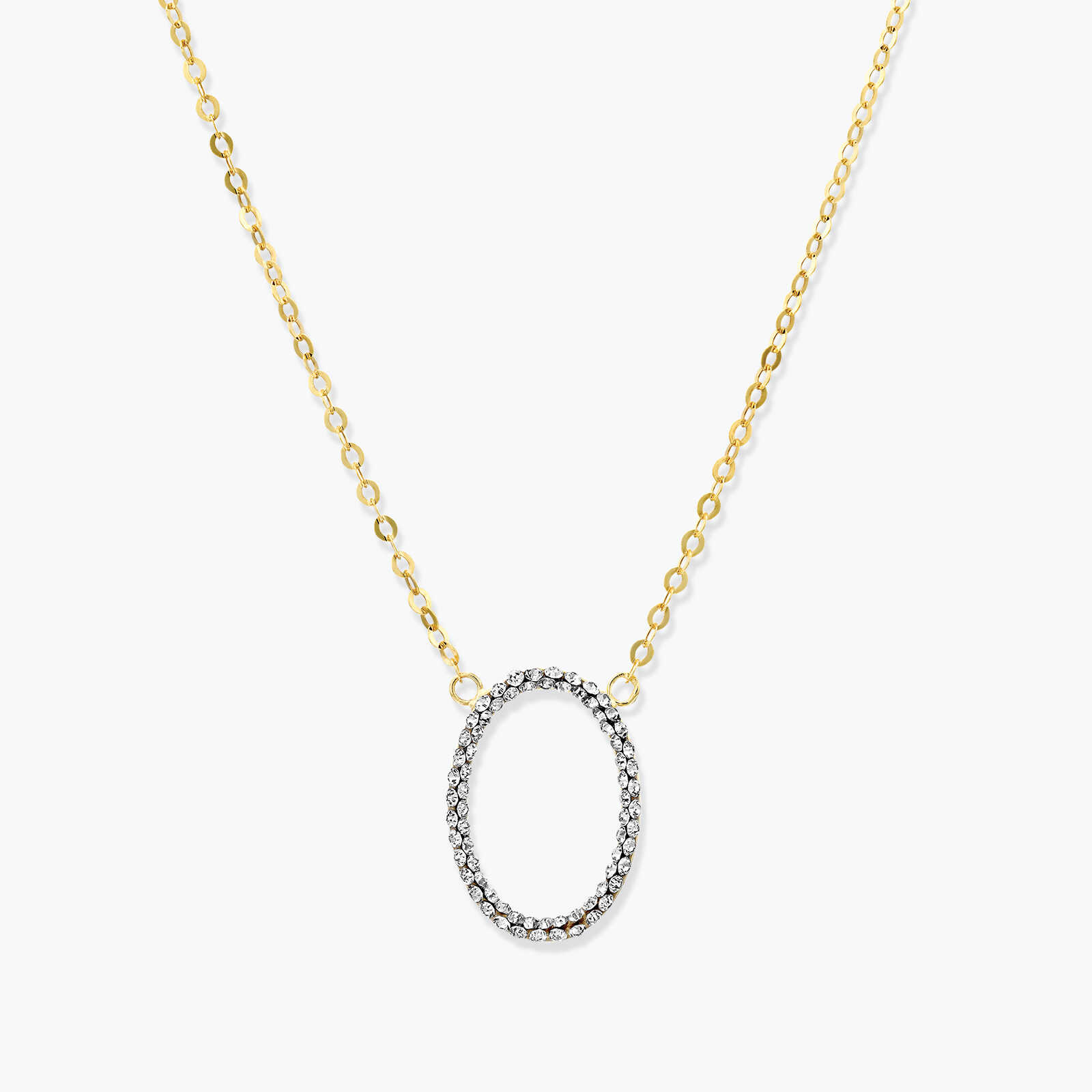  תליון אובאלי משובץ עם שרשרת.