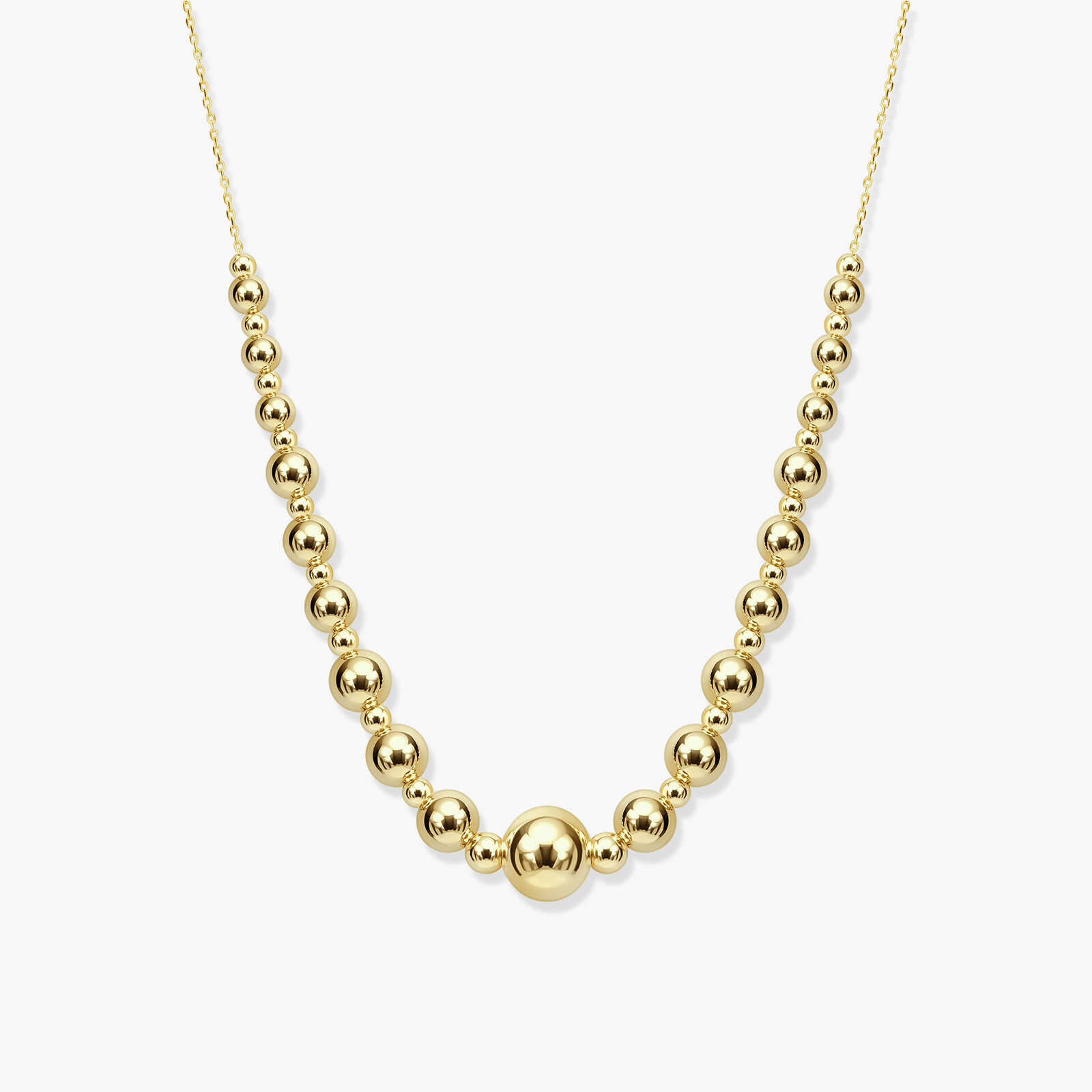 שרשרת כדוריות זהב בגימור מבריק ומט