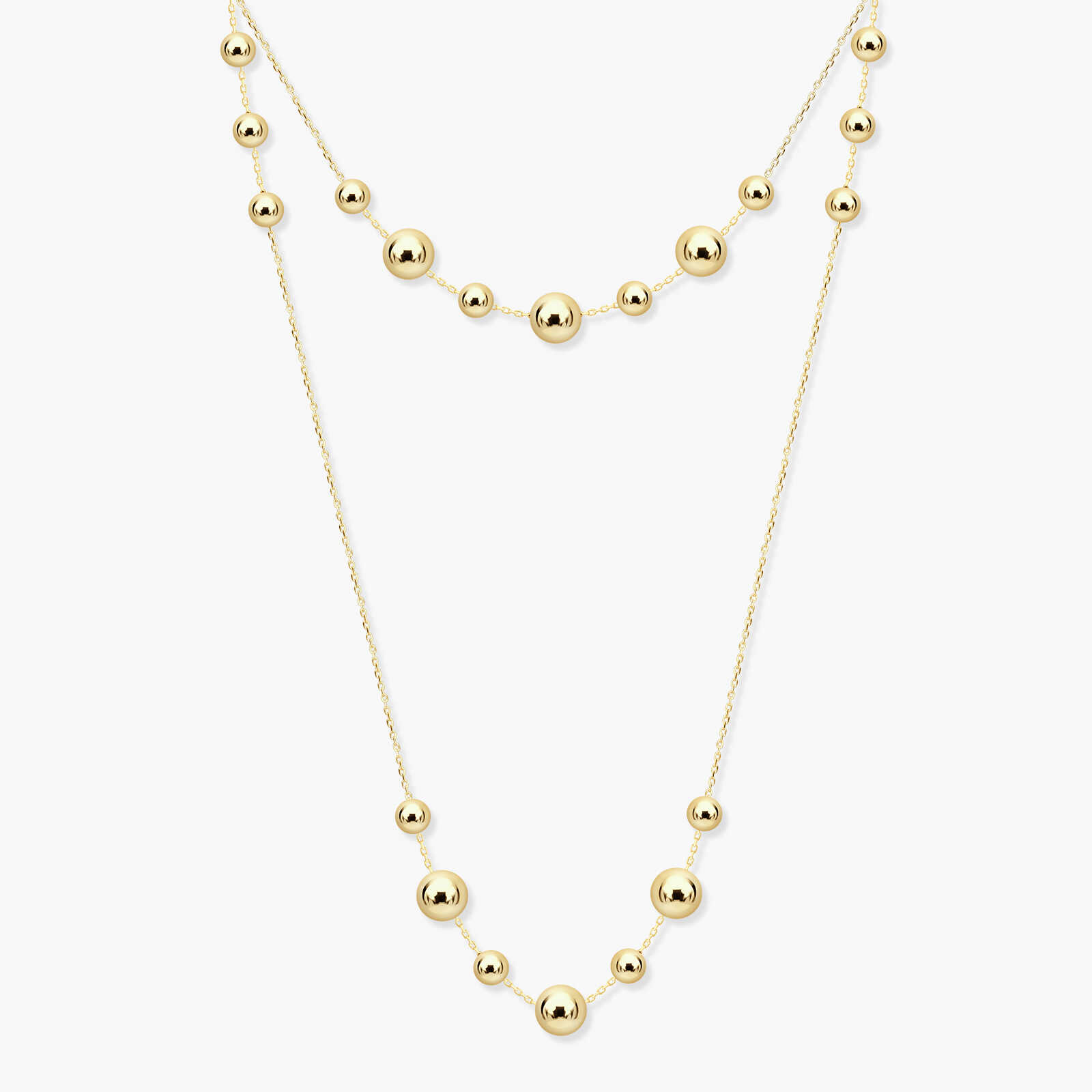 שרשרת זהב באורך מטר עם כדוריות זהב