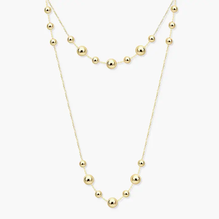 שרשרת זהב באורך מטר עם כדוריות זהב