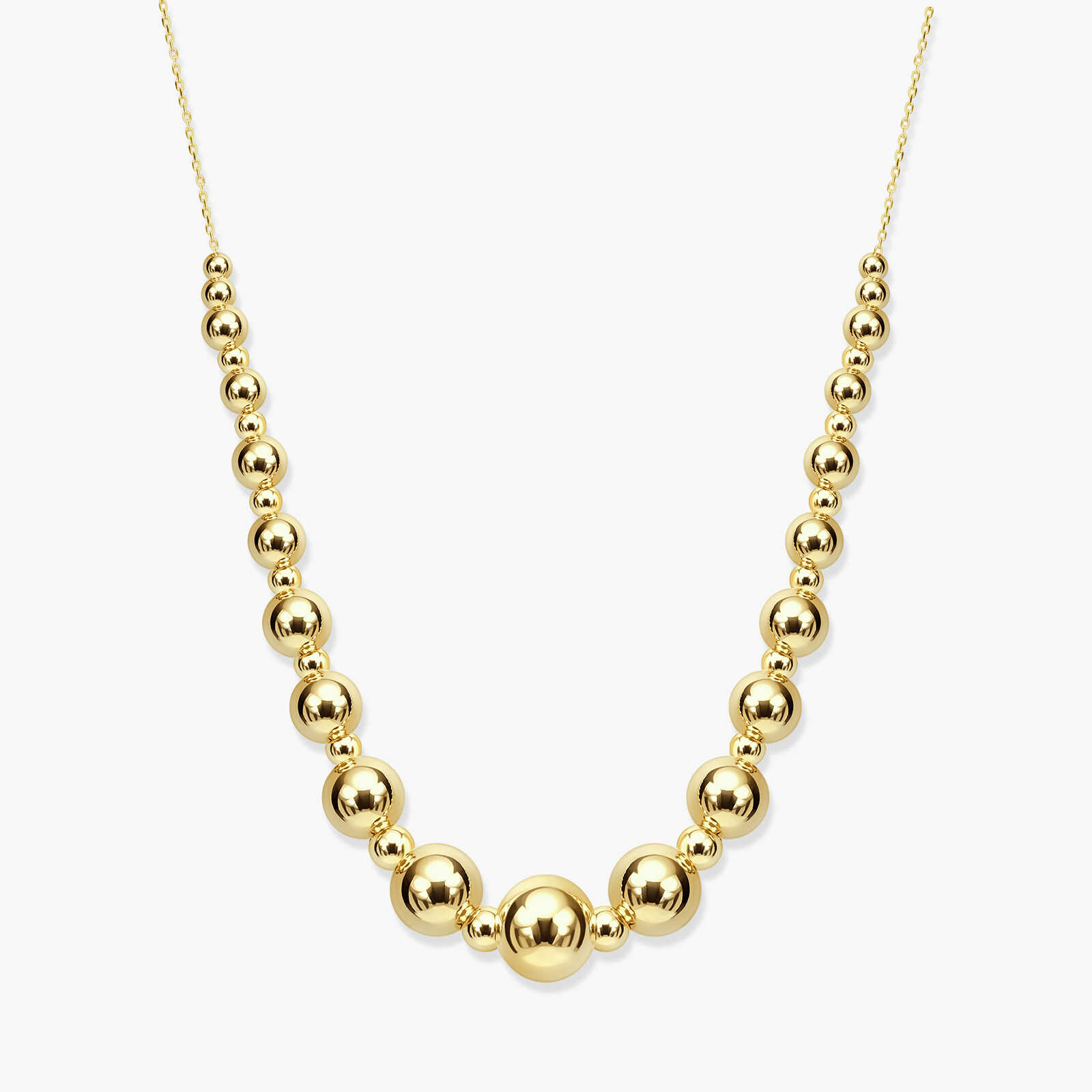 שרשרת  כדוריות זהב מבריקות בגדלים משתנים