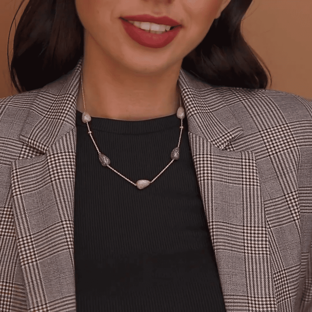 שרשרת זהב עם טיפות זהב בציפוי קריסטלי נוצץ