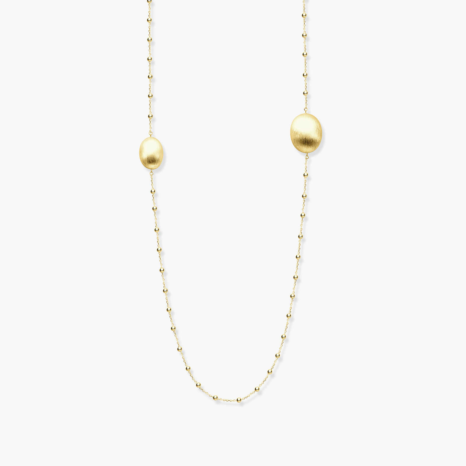 שרשרת זהב מעוטרת כדוריות זהב וחלוקי נחל מוזהבים