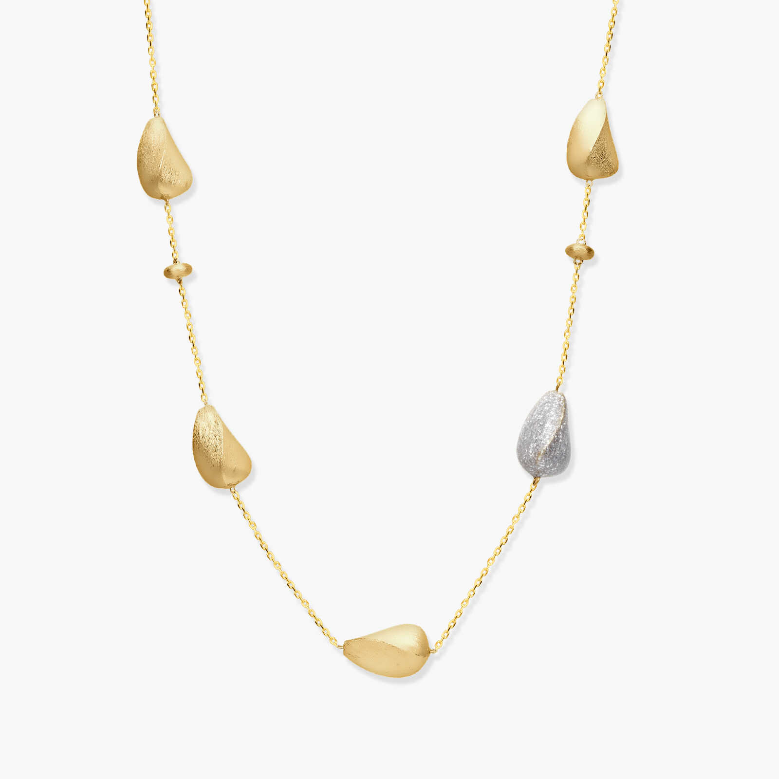 שרשרת זהב בגימור מט וקריסטלים נוצצים