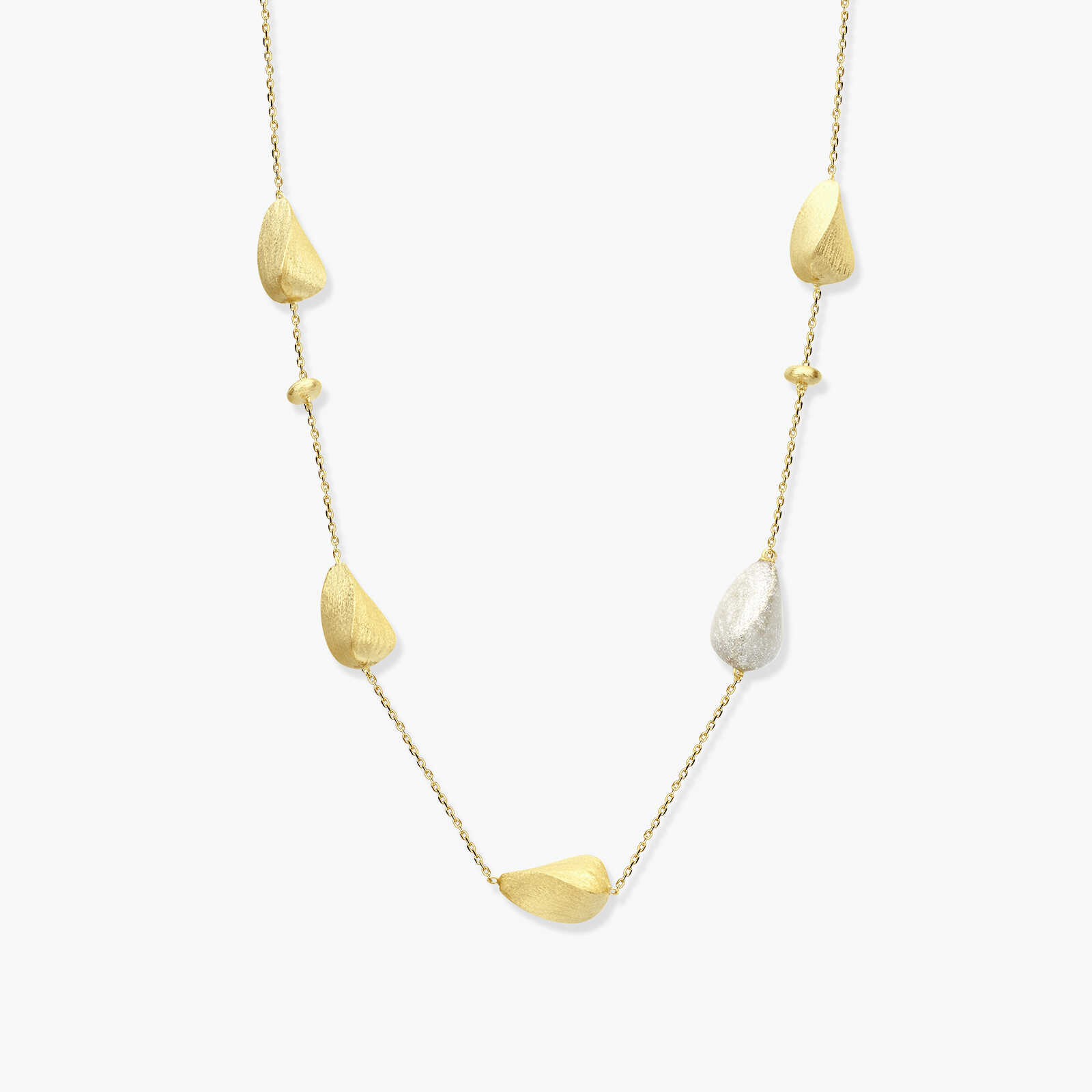 שרשרת זהב מט עם טיפות זהב וציפוי קריסטלים