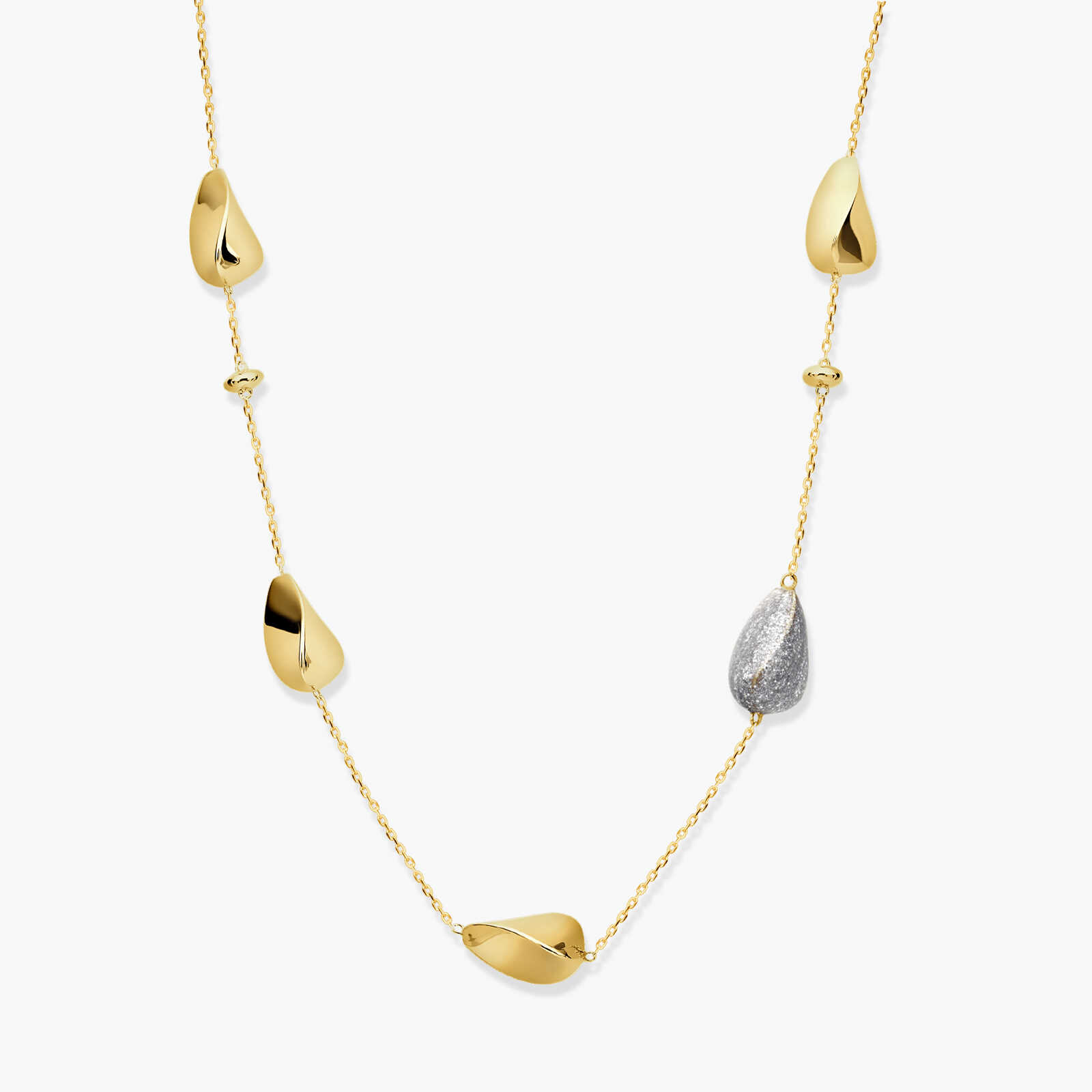 שרשרת זהב  עם אבני זהב בגימור מבריק וקריסטלי