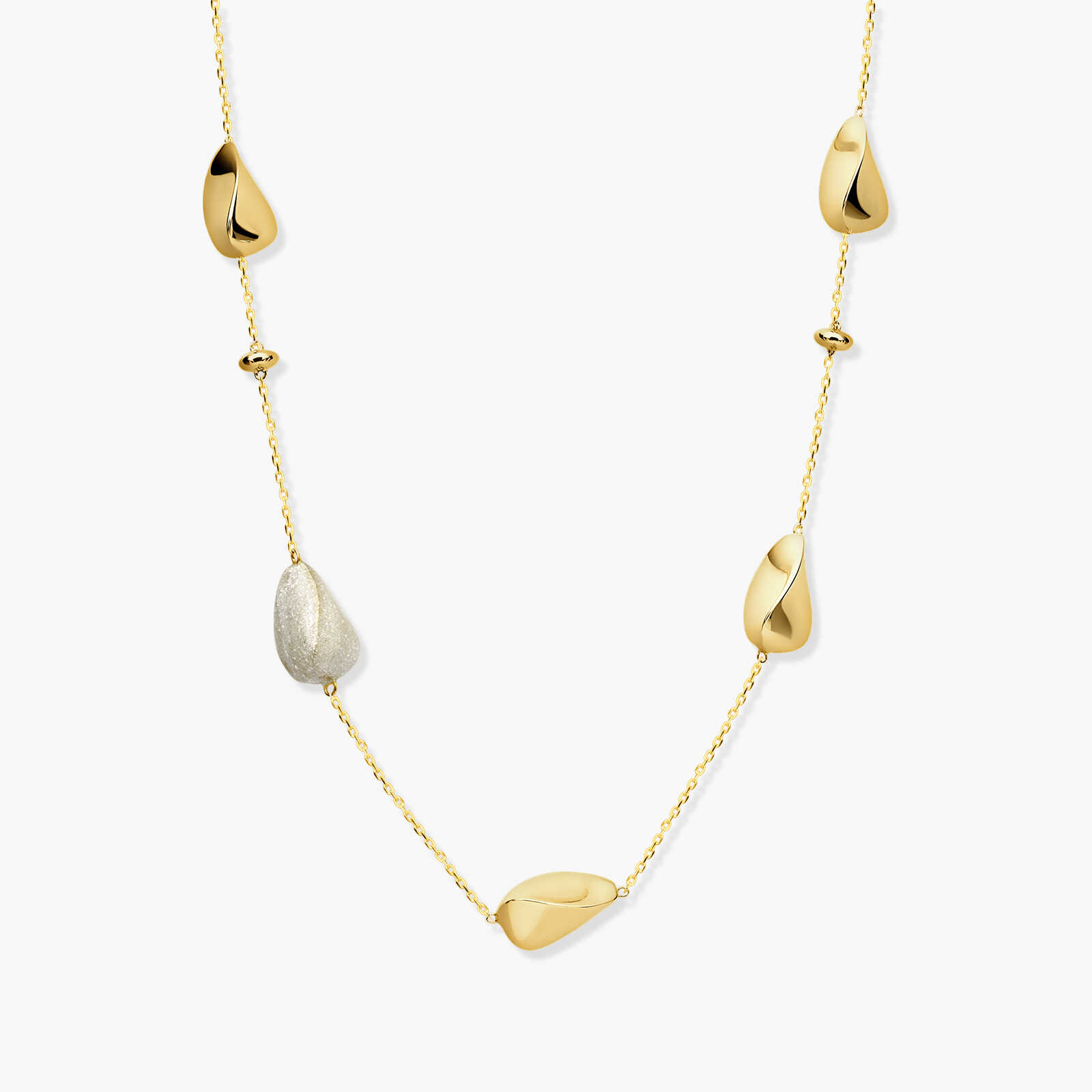 שרשרת זהב  עם אבני זהב בגימור מבריק וקריסטלי