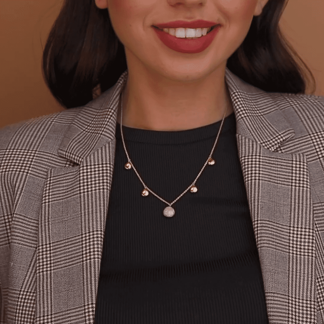 שרשרת טיפות זהב עם טיפת זהב מצופה קריסטלים