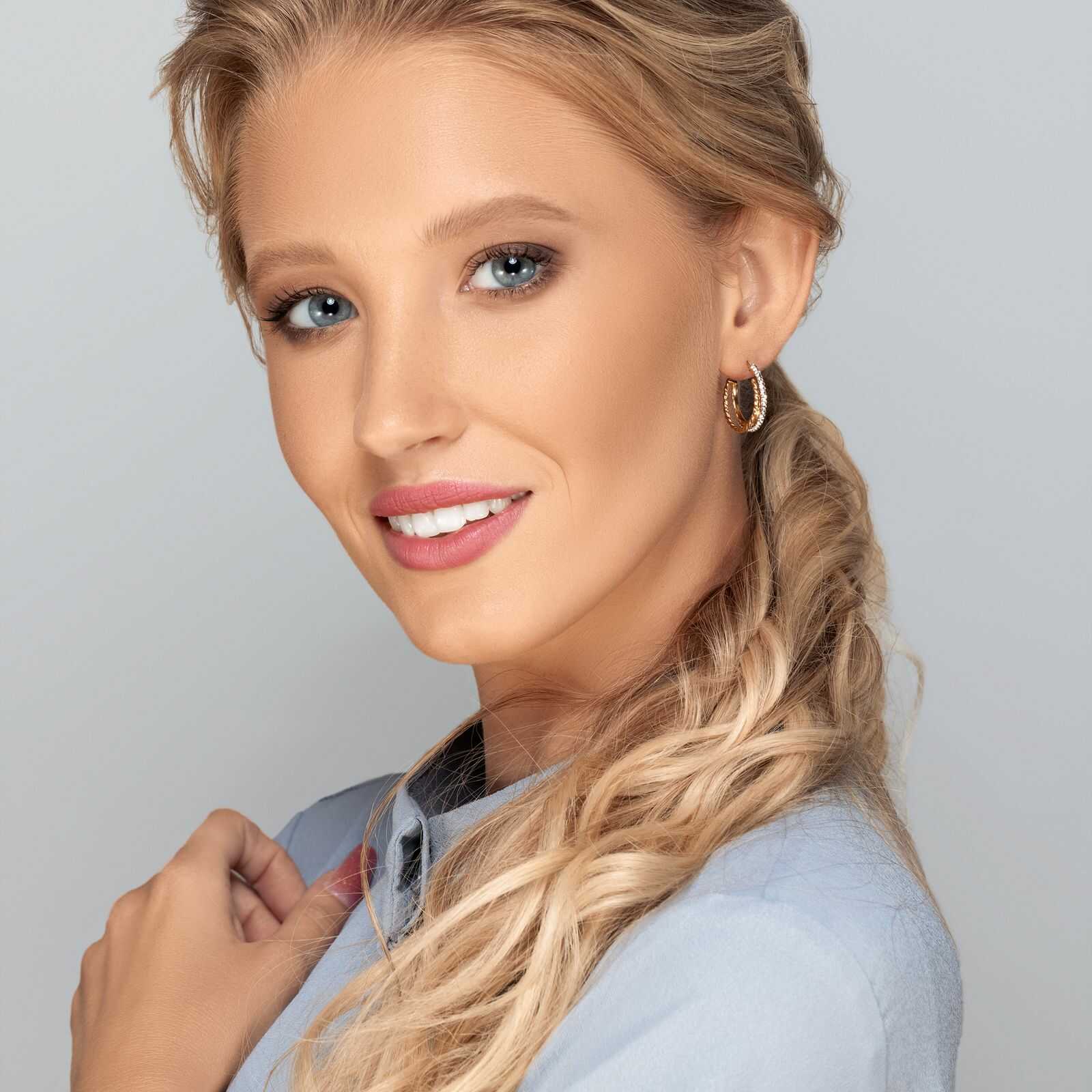 עגילי זהב שתי קשתות בשיבוץ זירקונים