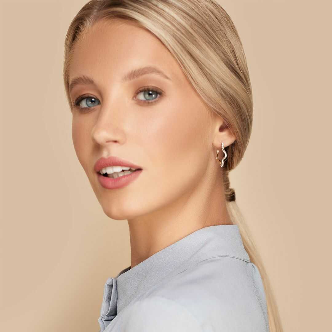 עגילי זהב כוכבים משובצים זירקונים