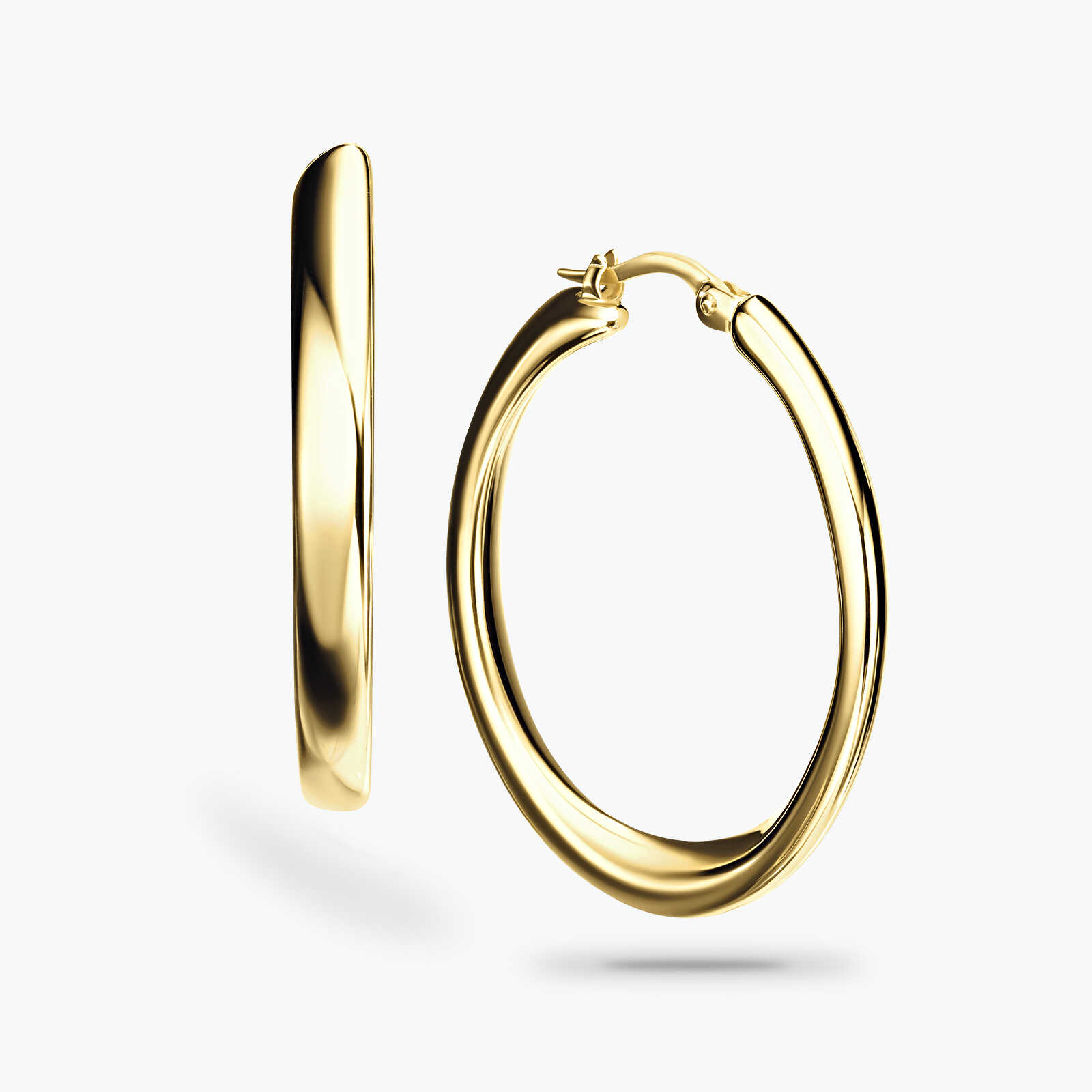 עגילי זהב גי'פסי בצורת חישוק בקוטר 3.3 ס"מ