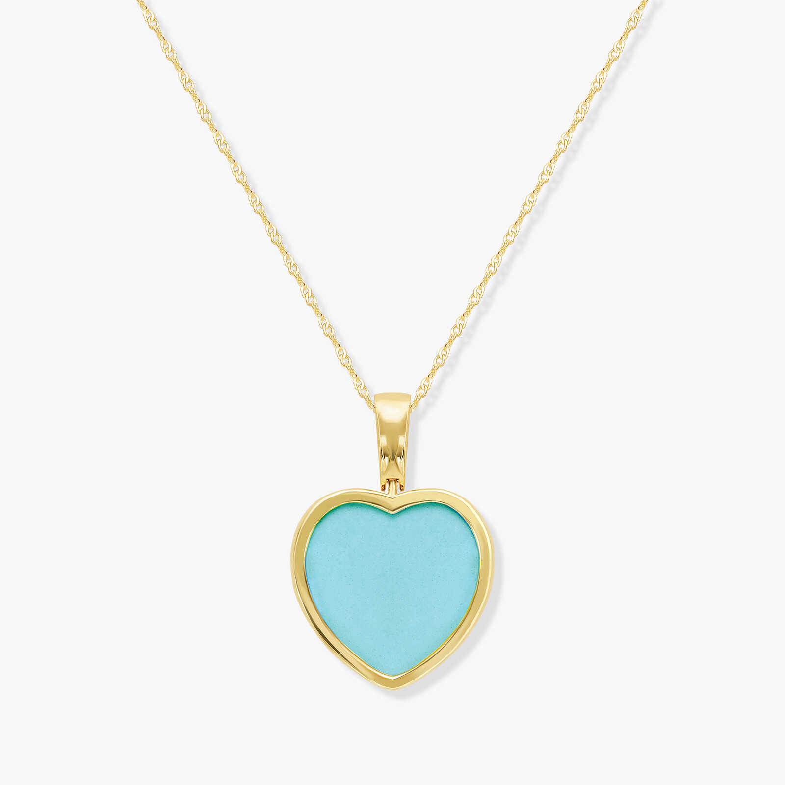 תליון לב זהב בשיבוץ אבן טורקיז מהממת