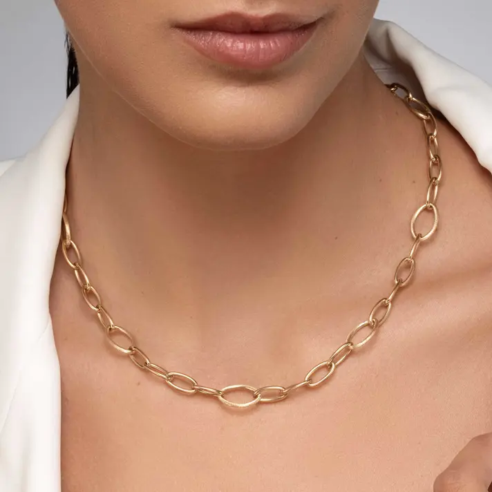 שרשרת זהב  חוליות מבריקות ומט באורך 44 ס"מ