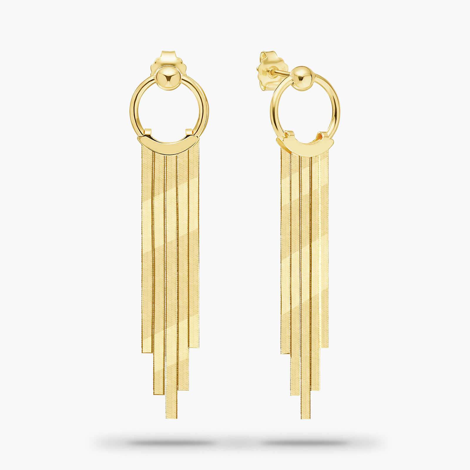 עגילי זהב מסדרת WIRES באורך 7 ס"מ