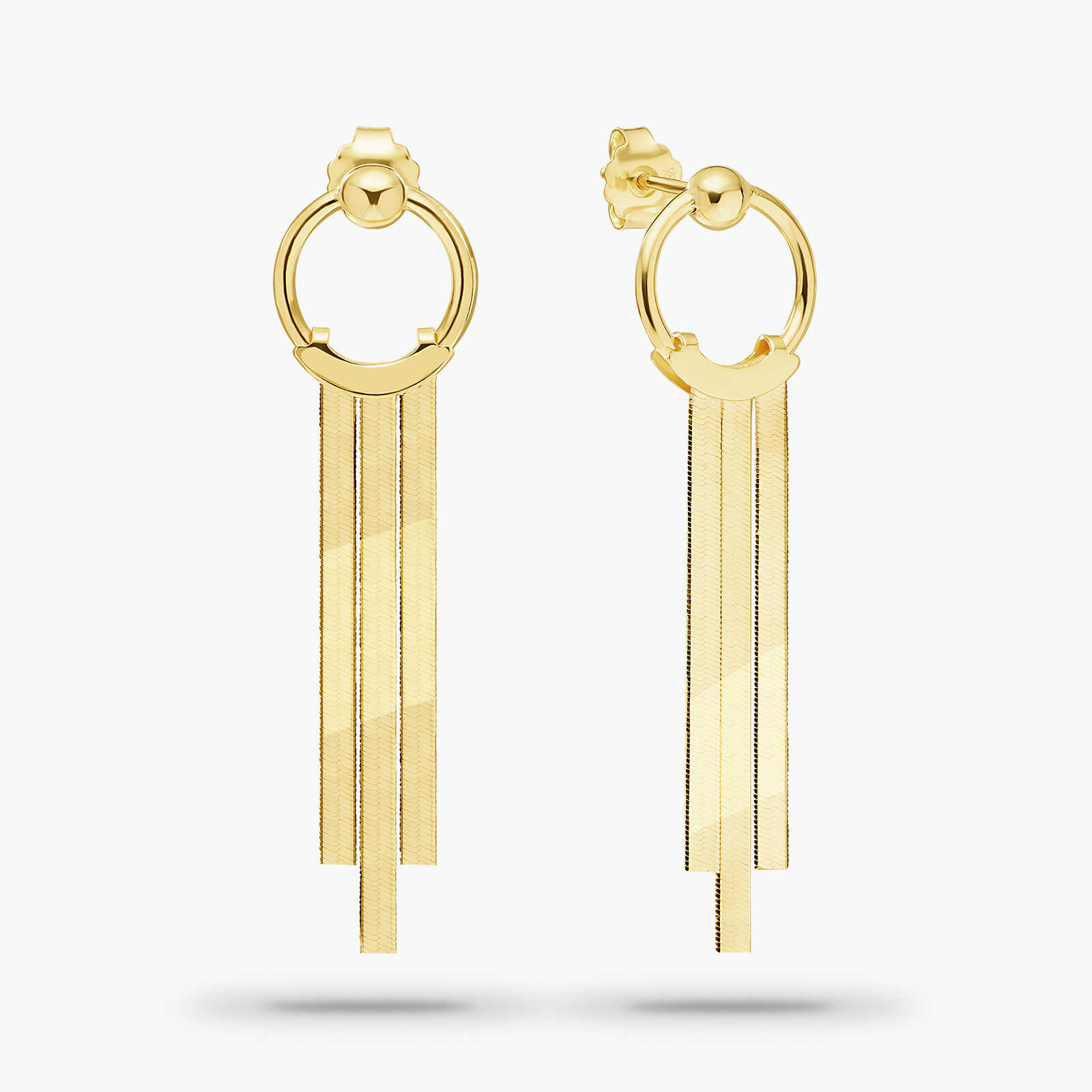 עגילי זהב מסדרת WIRES באורך 4.8 ס"מ