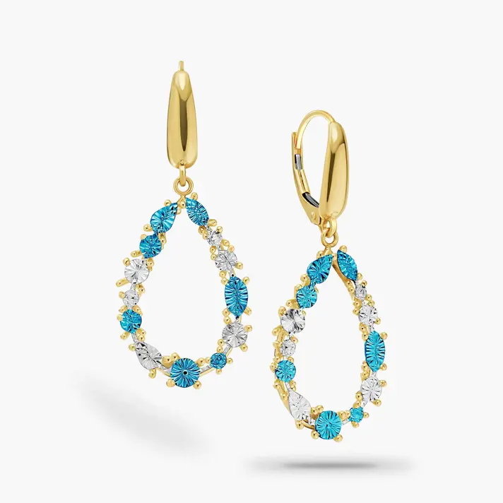 עגילי זהב עם אמייל צבעוני