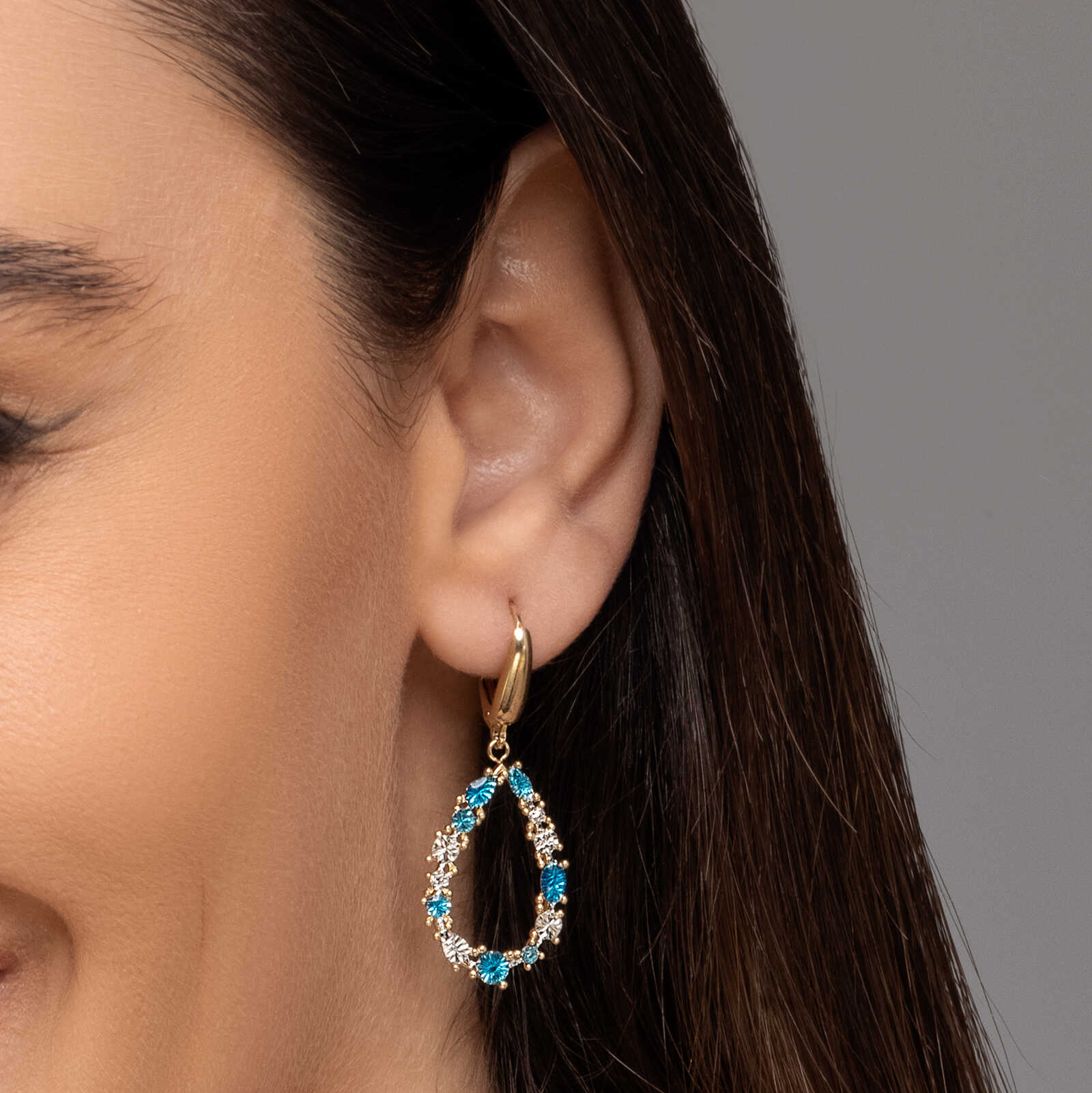 עגילי זהב עם אמייל צבעוני