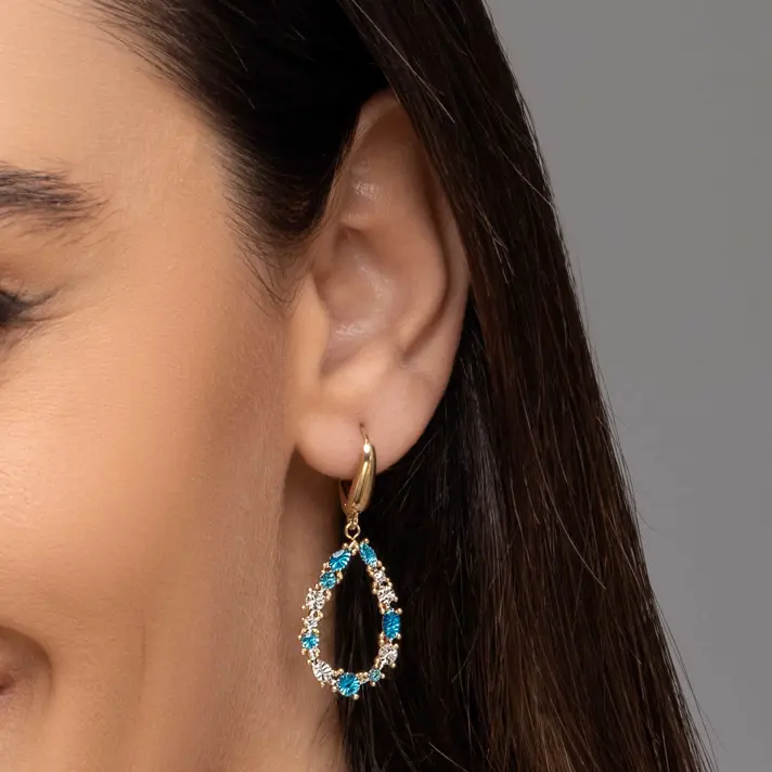 עגילי זהב עם אמייל צבעוני