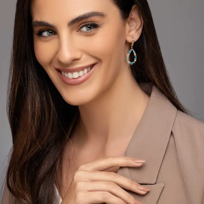 עגילי זהב עם אמייל צבעוני