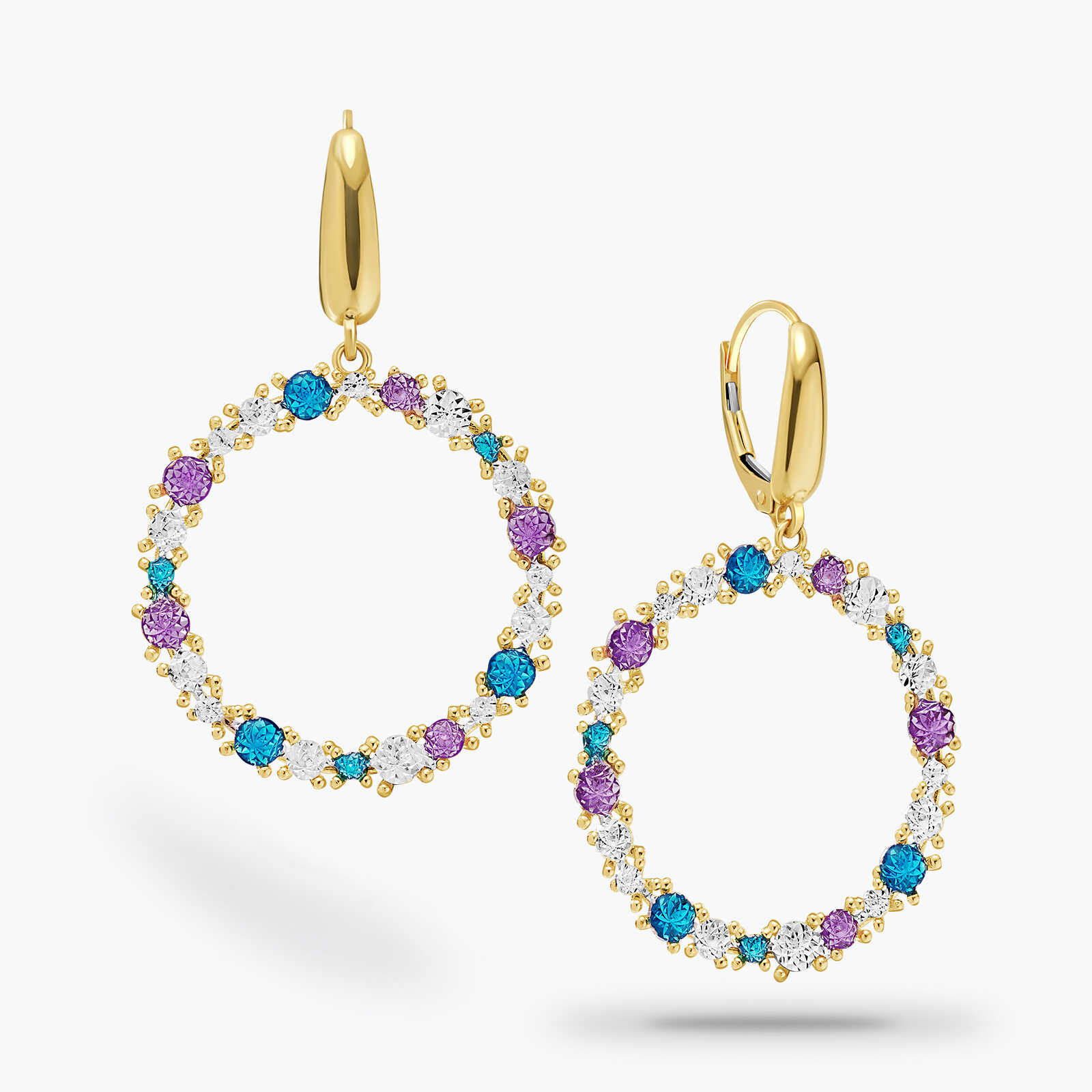 עגיל זהב מחופה אמייל צבעוני