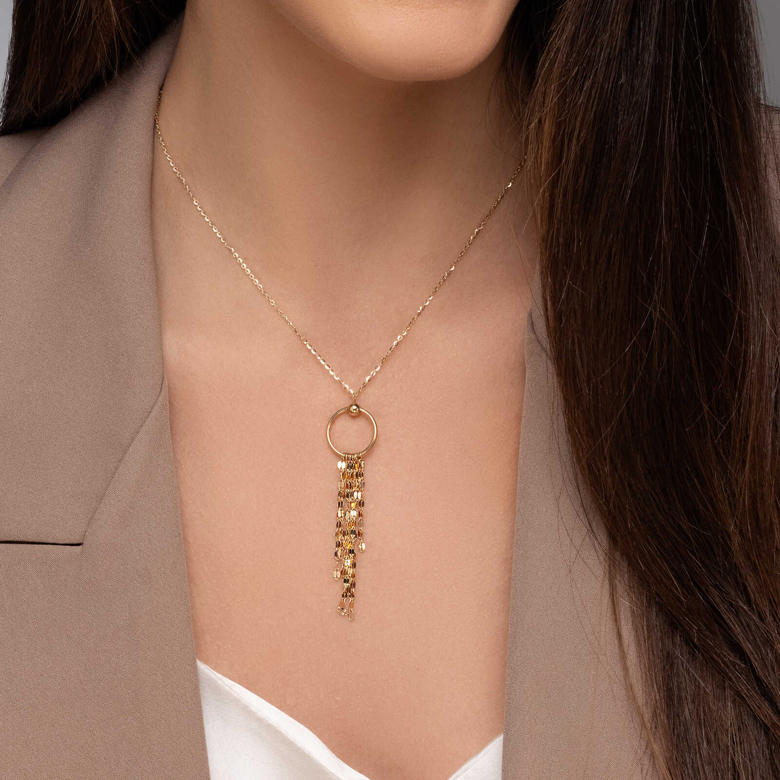 שרשרת ותליון זהב מסדרת WIRES