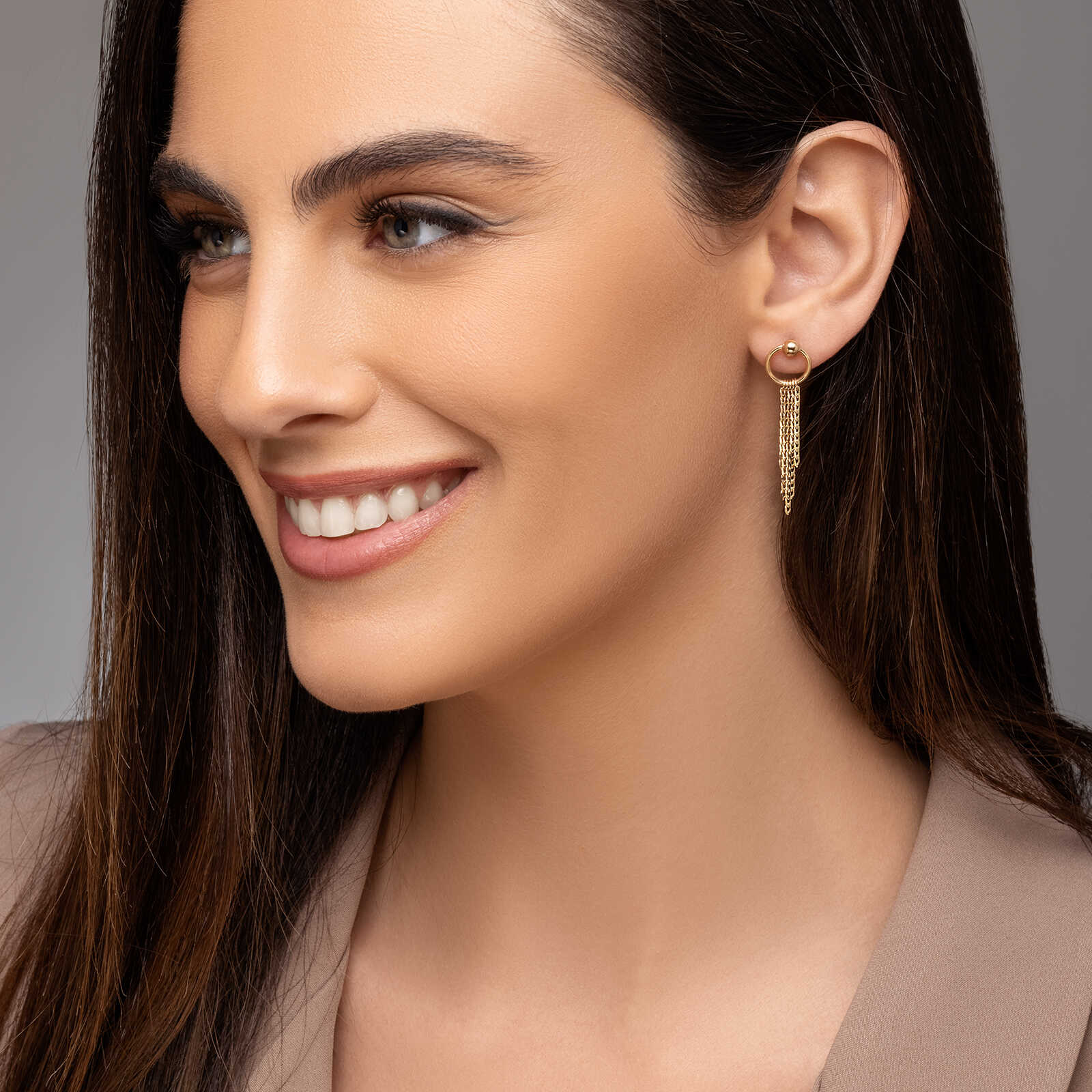 עגילי זהב מסדרת WIRES באורך 4.2 ס"מ