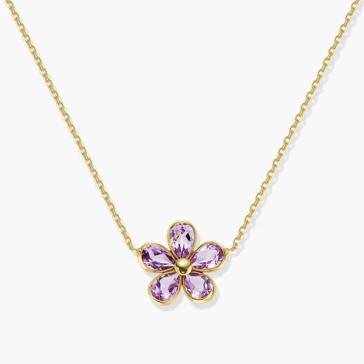 שרשרת לבנדר- עם תליון פרח בשיבוץ אמטיסט