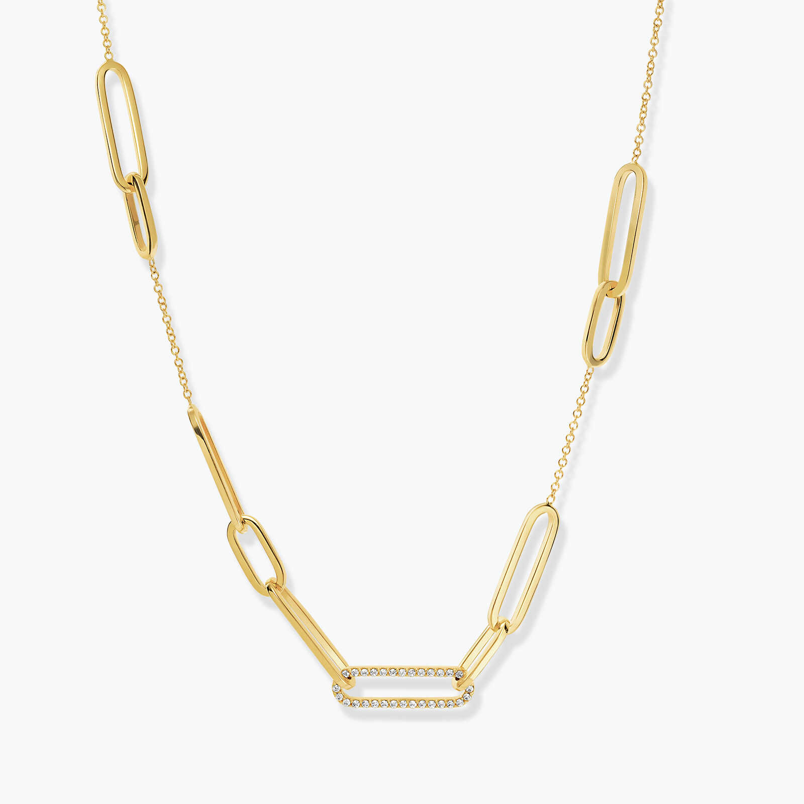 שרשרת LINK חוליות זהב בשיבוץ זרקונים