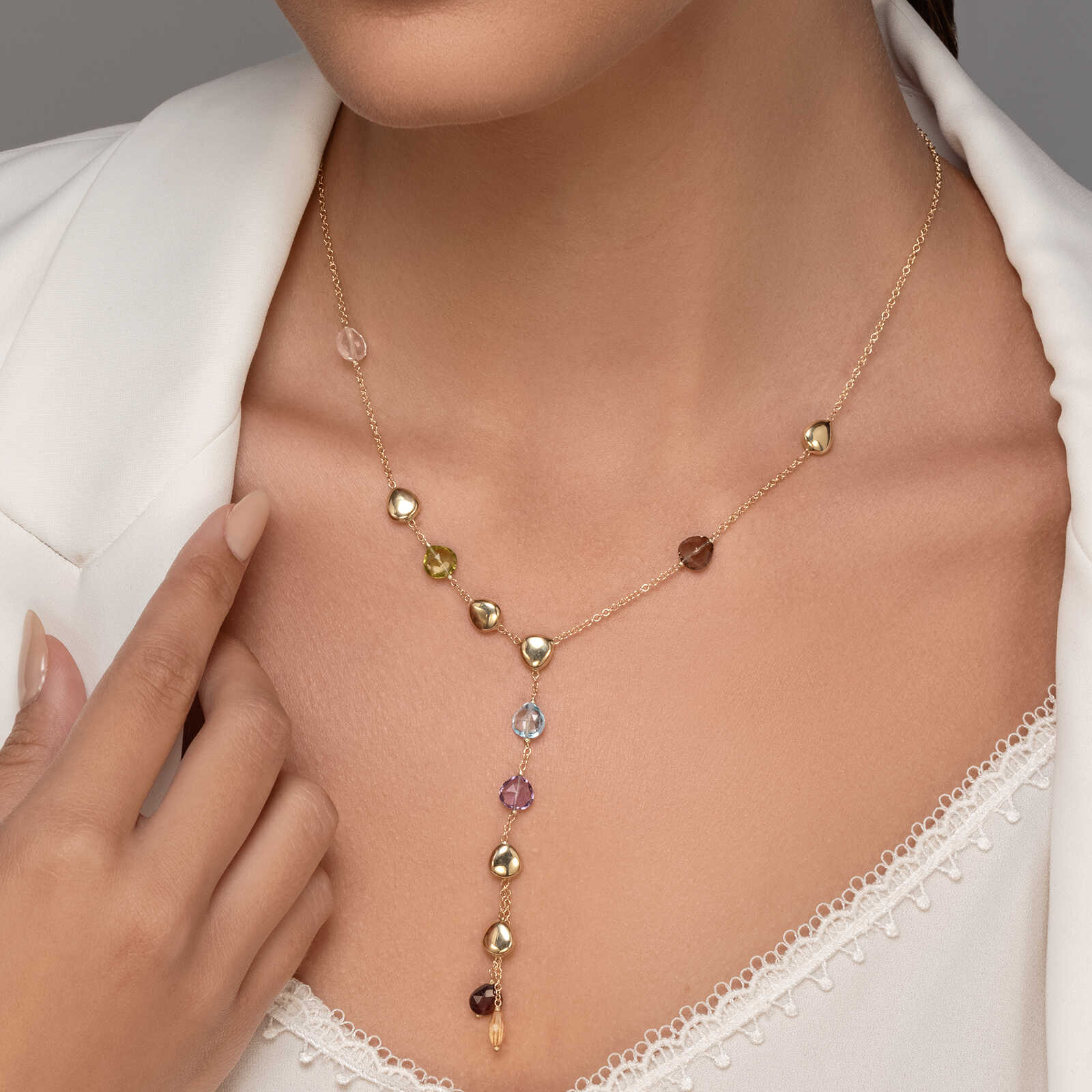 שרשרת לילי משובצת אבני חן