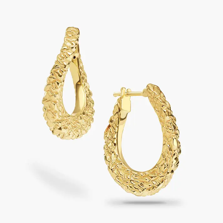 עגילי זהב רקוע