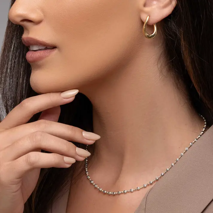 שרשרת לייזה- כדורי זהב לבן