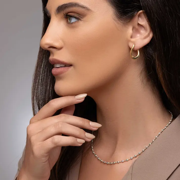 שרשרת לייזה- כדורי זהב לבן