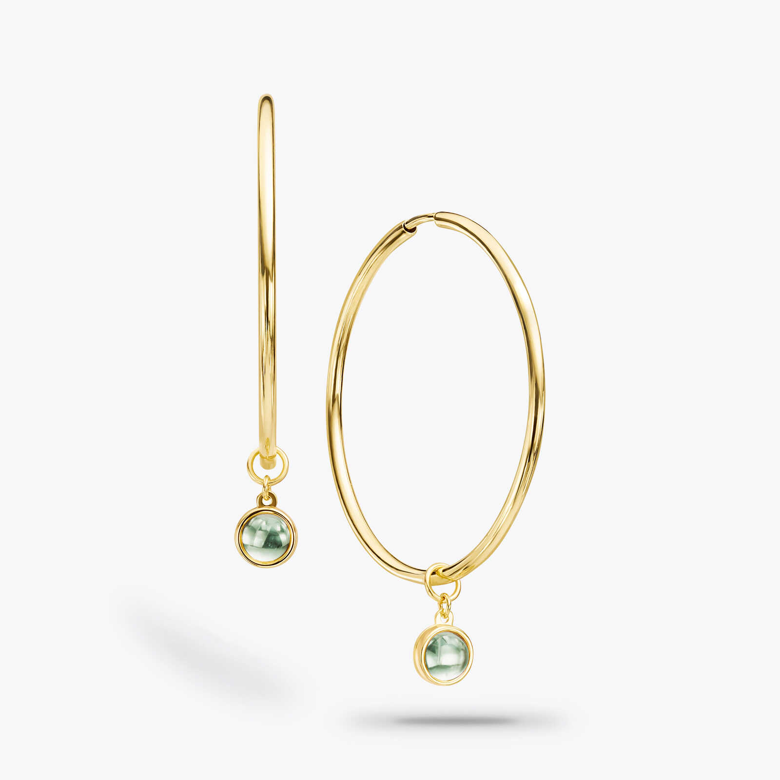 עגילי זהב חישוק משוצבי sky blue topaz