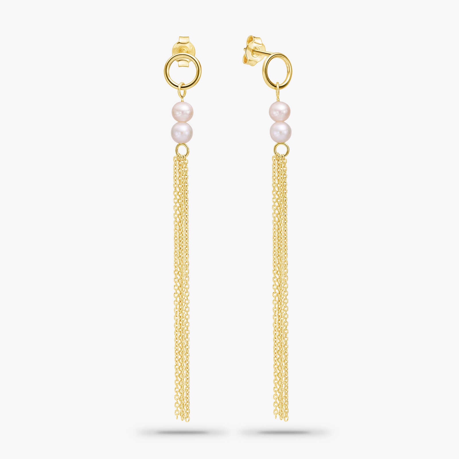 עגילי גאלה-  זהב בשילוב פנינים