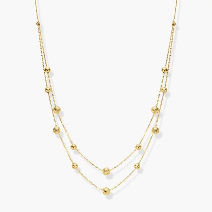 שרשרת זהב כפולה עם כדורי זהב
